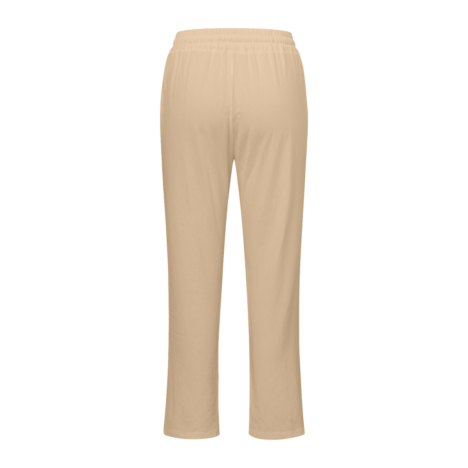 thumbnail image 5 of Pantalones rectos lisos de cintura alta para mujer - Pantalones casuales con cordón elástico - Pantalones largos con bolsillos, 5 of 5